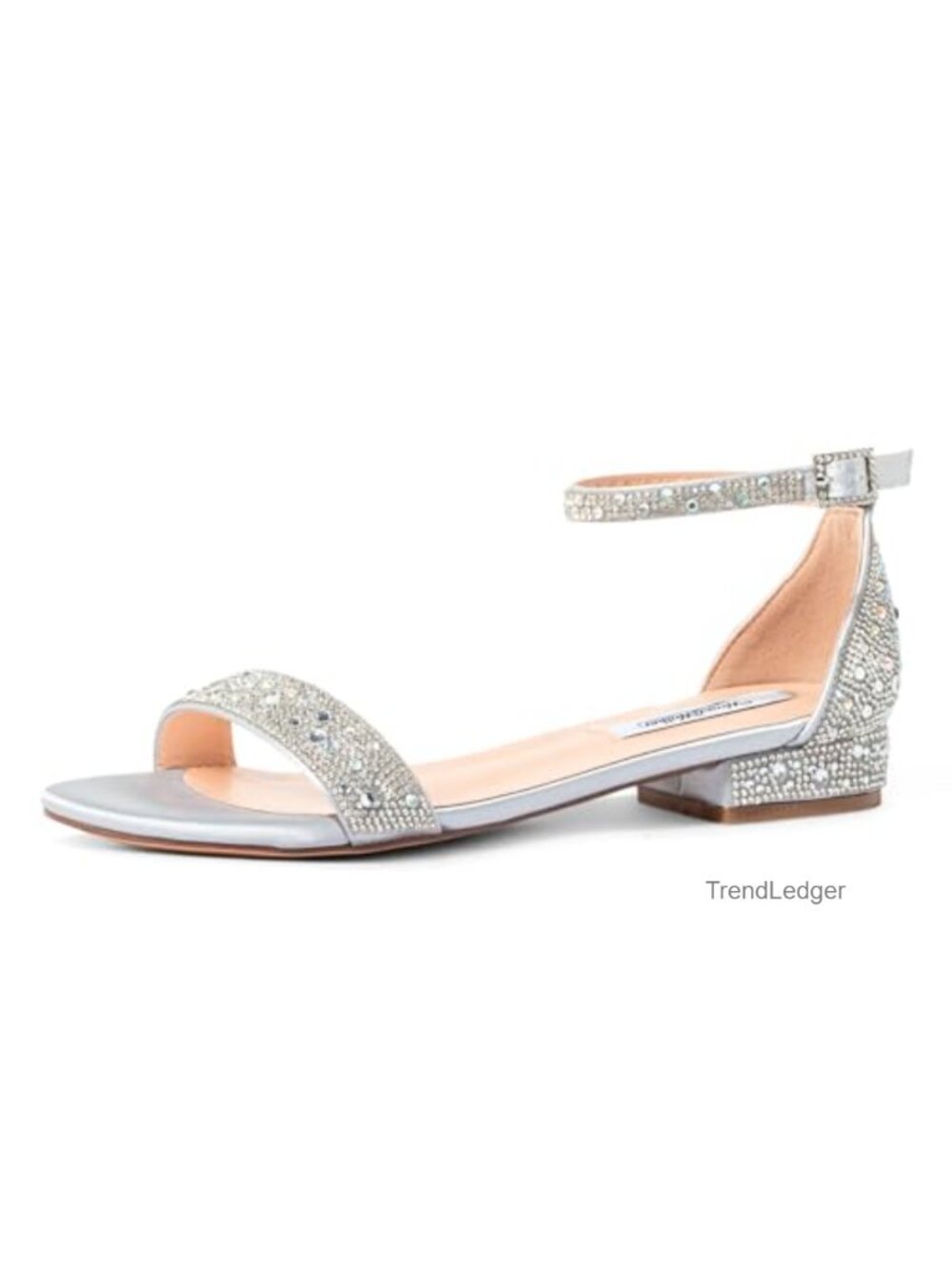 Rhinestone Low Block Heel Bridal Sandals Ankle Strap Evening